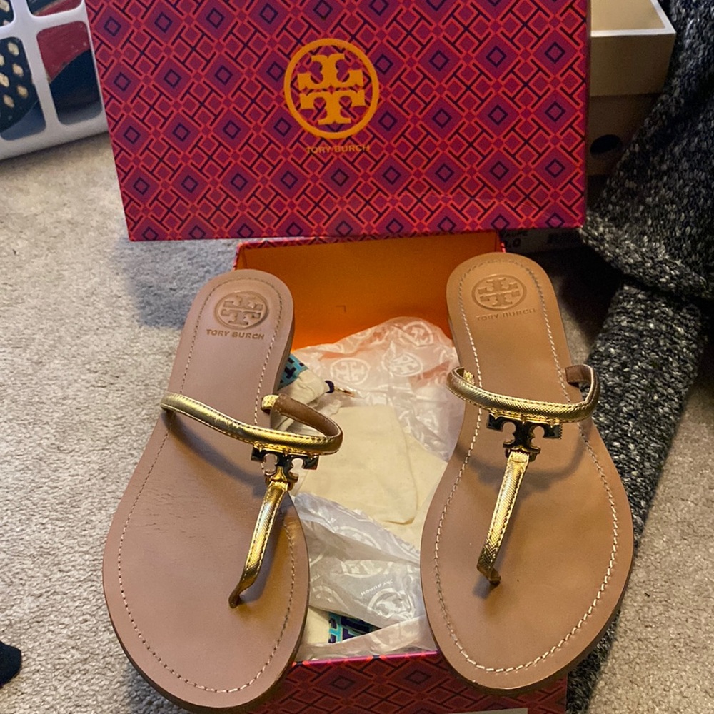 Gold tory burch sandals
